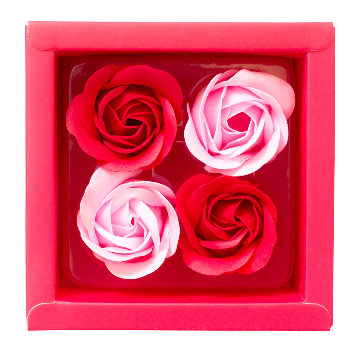 Rosenblüten in Geschenkverpackung mit Schleife